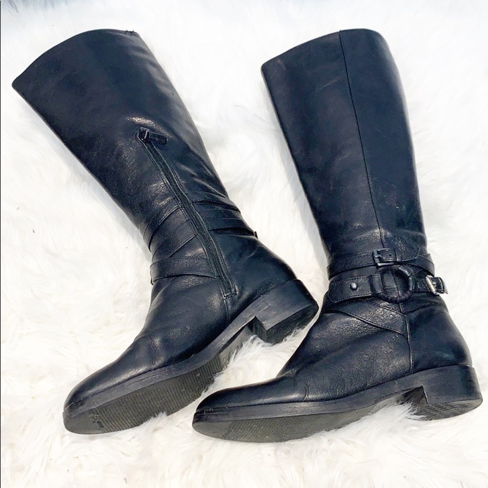 Via Spiga Gabrielle Black Knee Boots Buckle Detail size 7 - Picture 5 of 16